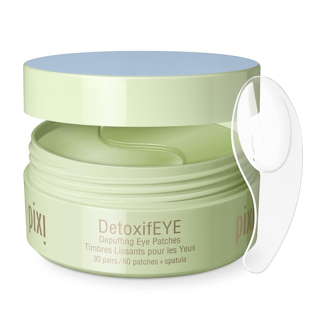 Pixi DetoxifEE 除去眼下水合物补丁, 胡瓜, Hyaluronic Acid & Cafine for Puffy Eyes and Dark Circles, 水合物眼区, 30对, 60 补丁