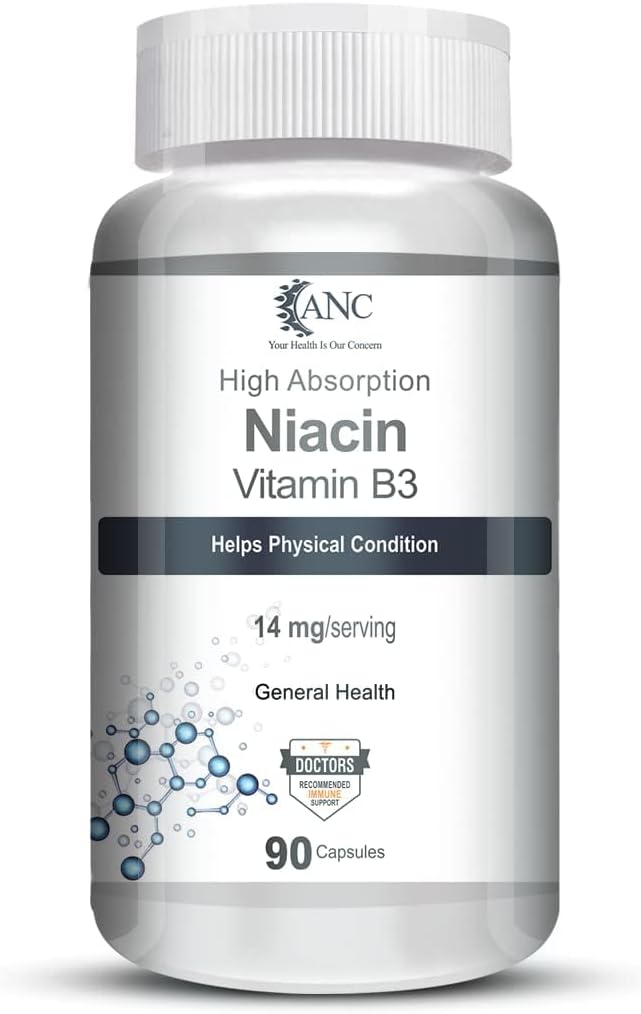 普通的Niacin维生素B3卡普尔-带有Flush,非GMO,Gluten Free-90卡普尔