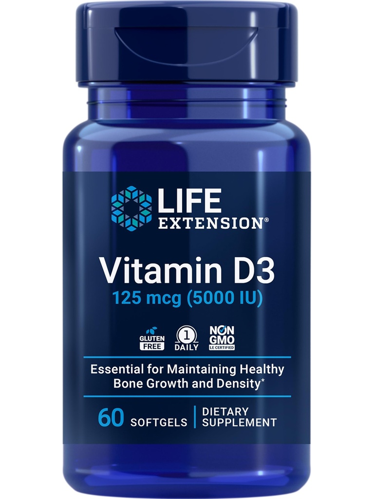 生命延伸 Taurine 1000mg和维生素D3 5000IU、心脏、肝脏、大脑、骨骼、免疫和肌肉健康、非GMO、90卡普尔和60软胶