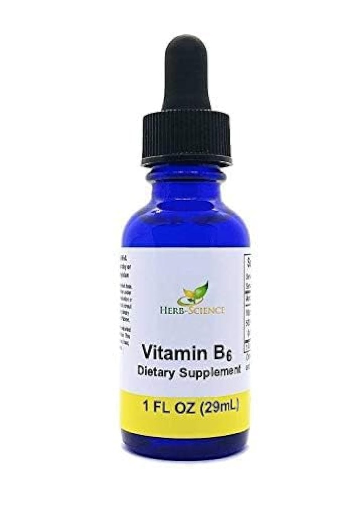 液体维生素B6滴 - Pyridoxine 提取饮食补充剂,用于支持大脑功能,豁免,神经系统,心脏健康,代谢-500%DV,每瓶36位服务员-1f.oz.