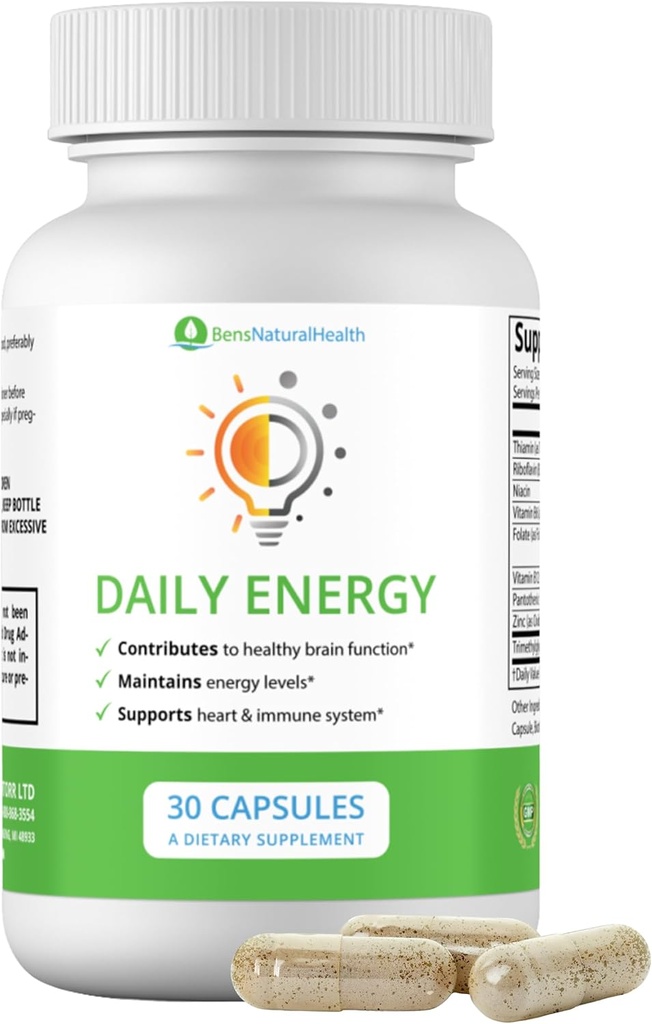 Ben's Natural Health Daily Energy B-Vitamin Complex with TMG and Zinc for Natural Energy, response, Focus and Immune Supports, 30 Capsules 互联网档案馆的存檔,存档日期2013-03-02., p.