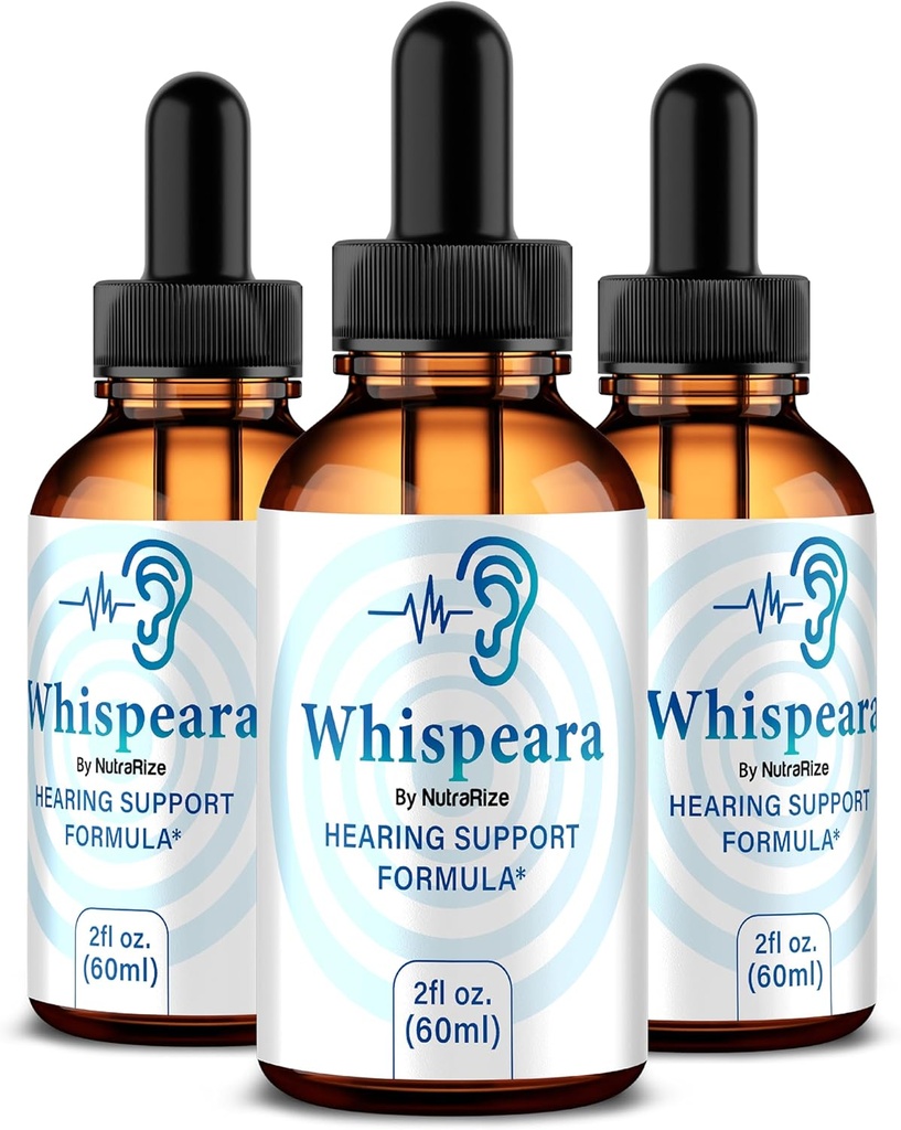 (3 Pack) Whispeara Drops - 官方Whispeara支持健康听力,焦点和性能,所有天然Whispeara听力支持公式,Premium Whispeara Gotas Review(90位服务员)
