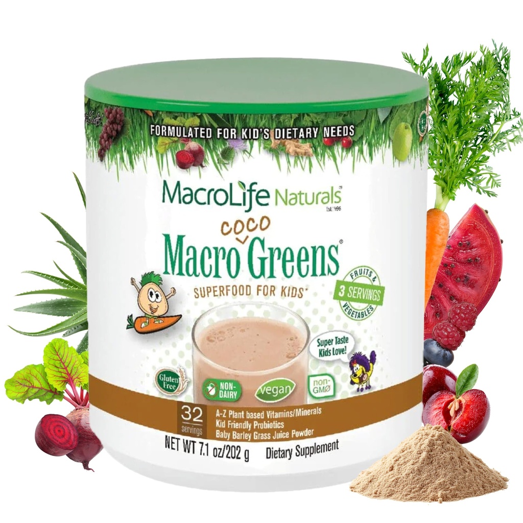 宏生命 宏可可 巧克力 巧克力 超级食品 给孩子 生菜 蔬菜 Probiotics 和 消化酶 豁免能源 非GMO 维冈 格卢滕 乳品免费 - 7oz(32种服务)