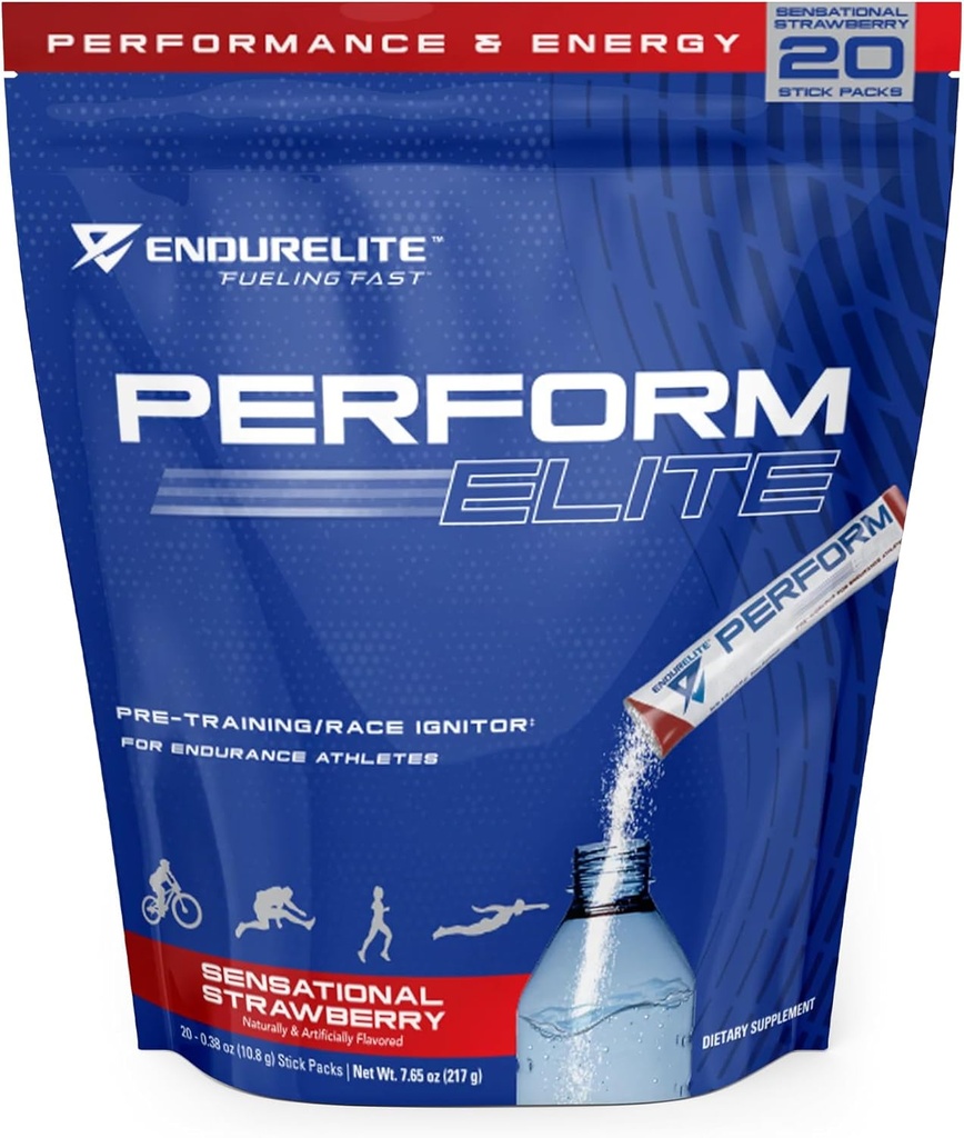 EndurElite 表演 精英 - 工作前粉末补充品 - 耐力运动前工作 - 20 service Bag - 感性草莓