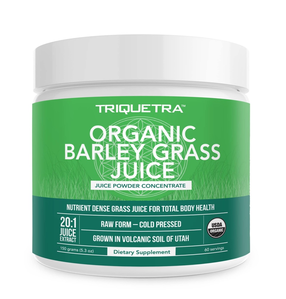 有机巴利草汁粉 - 生长在犹他州火山土壤中 - Raw & BioActive Form, Cold-Pressed then CO2 Dried - Gluten Free, GMO Free, Vegan - 补充小麦草汁粉 - 5.3 oz
