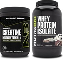 NutraBio Creatine Monohydrate, Unflavored, 300g 和 Whey 蛋白质隔热, 冰凝胶 Cookie Dream, 补充包 - 肌肉能源, 精液肌肉生长, 恢复和强力