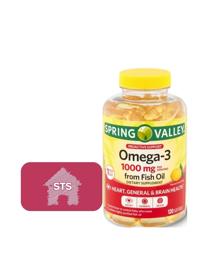 鱼油的春谷Omega-3,1000 mg,120 Counter + STS 粘贴剂.