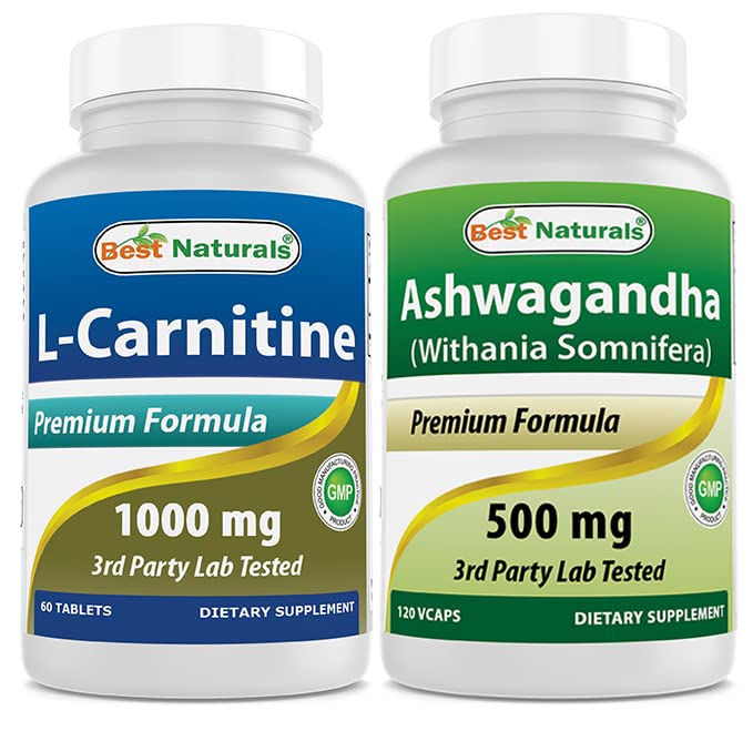 Best Naturals L-Carnitine 1000 mg & Ashwagandha 提取 500 Mg