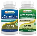 Best Naturals L-Carnitine 1000 mg & Ashwagandha 提取 500 Mg