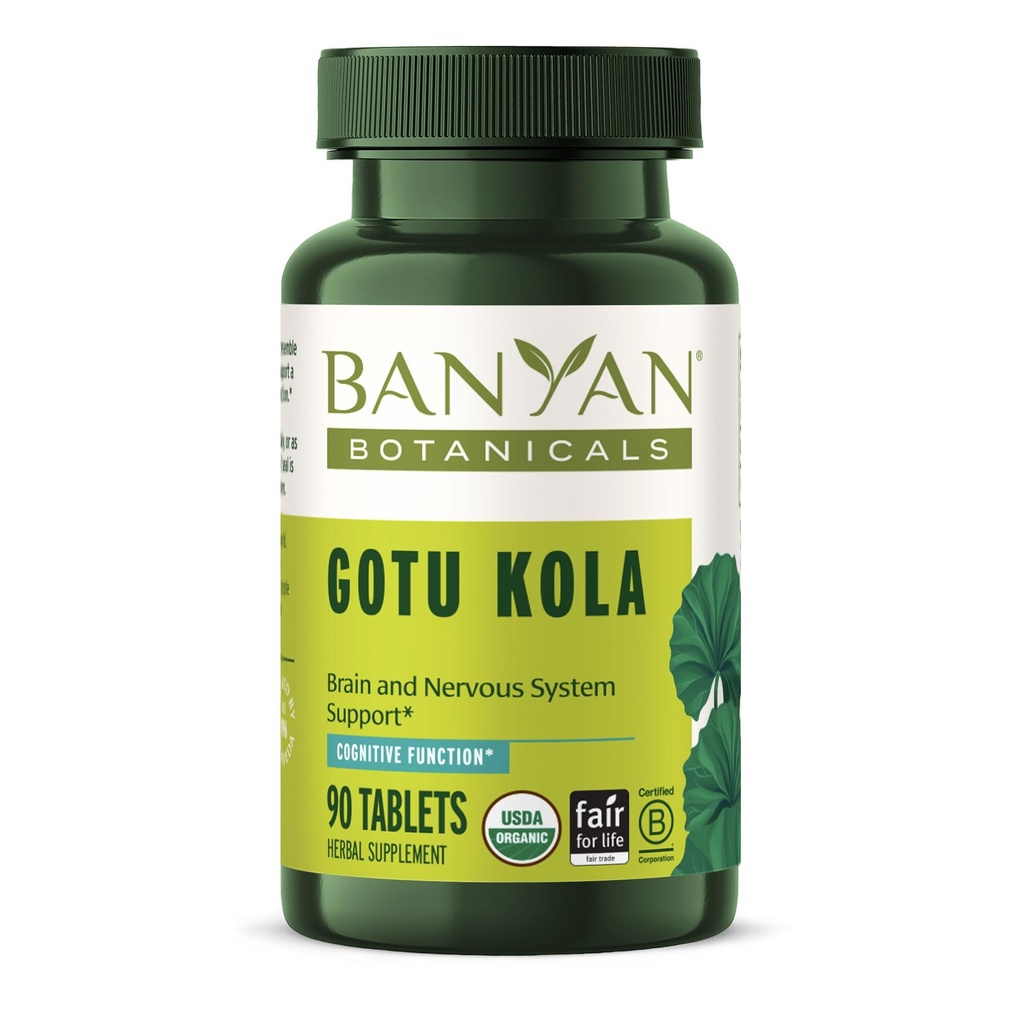 Banyan Botanics Gotu Kola (Centella Asiatica) – 健康记忆和浓度的有机适应基因和诺特罗比大脑支持补充* – 90片 – 公平交易可持续源代码 Vegan