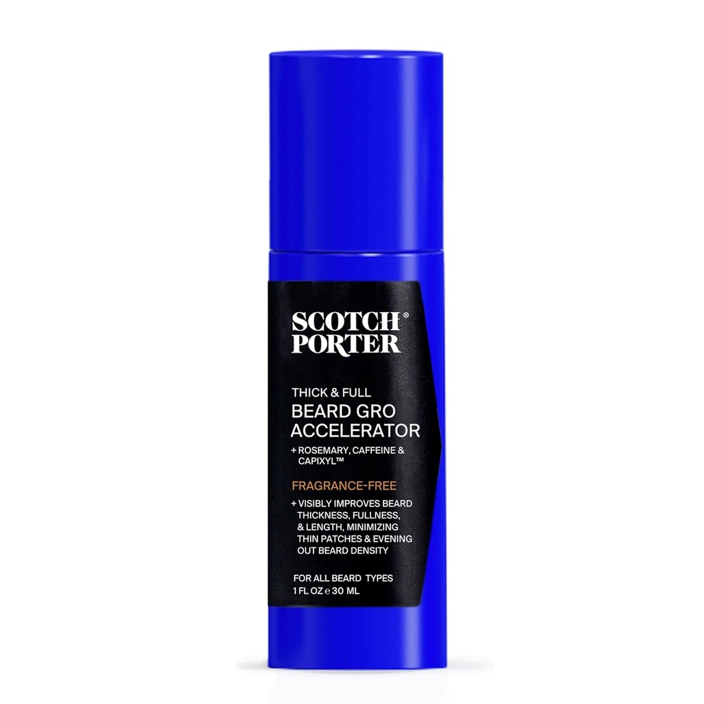 威士忌Porter Thick & Fuller Beard Accelerator 配有 Capixyl, Cafeine & Rosemary – 刺激加固卷轴, 用于 Thicker, Fuller Beard – 1 oz