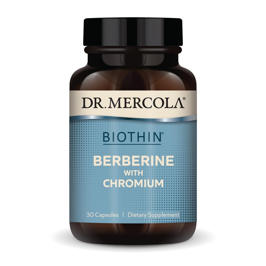 Mercola Biothin Berberine博士,带铬 -- -- 支持健康元件功能 -- -- 增强吸收 -- -- 非GMO、无糖和无豆 -- -- 30个卡普尔(30个服务)
