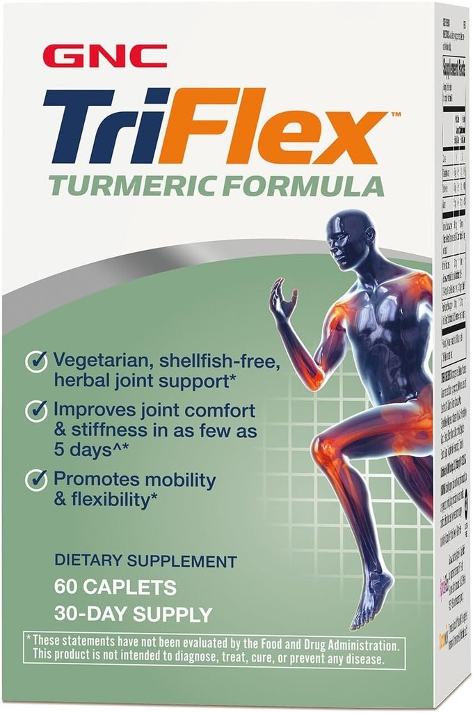 GNC TriFlex Turmeric 公式,改善联合舒适度和强度,促进流动性和灵活性,60个卡片