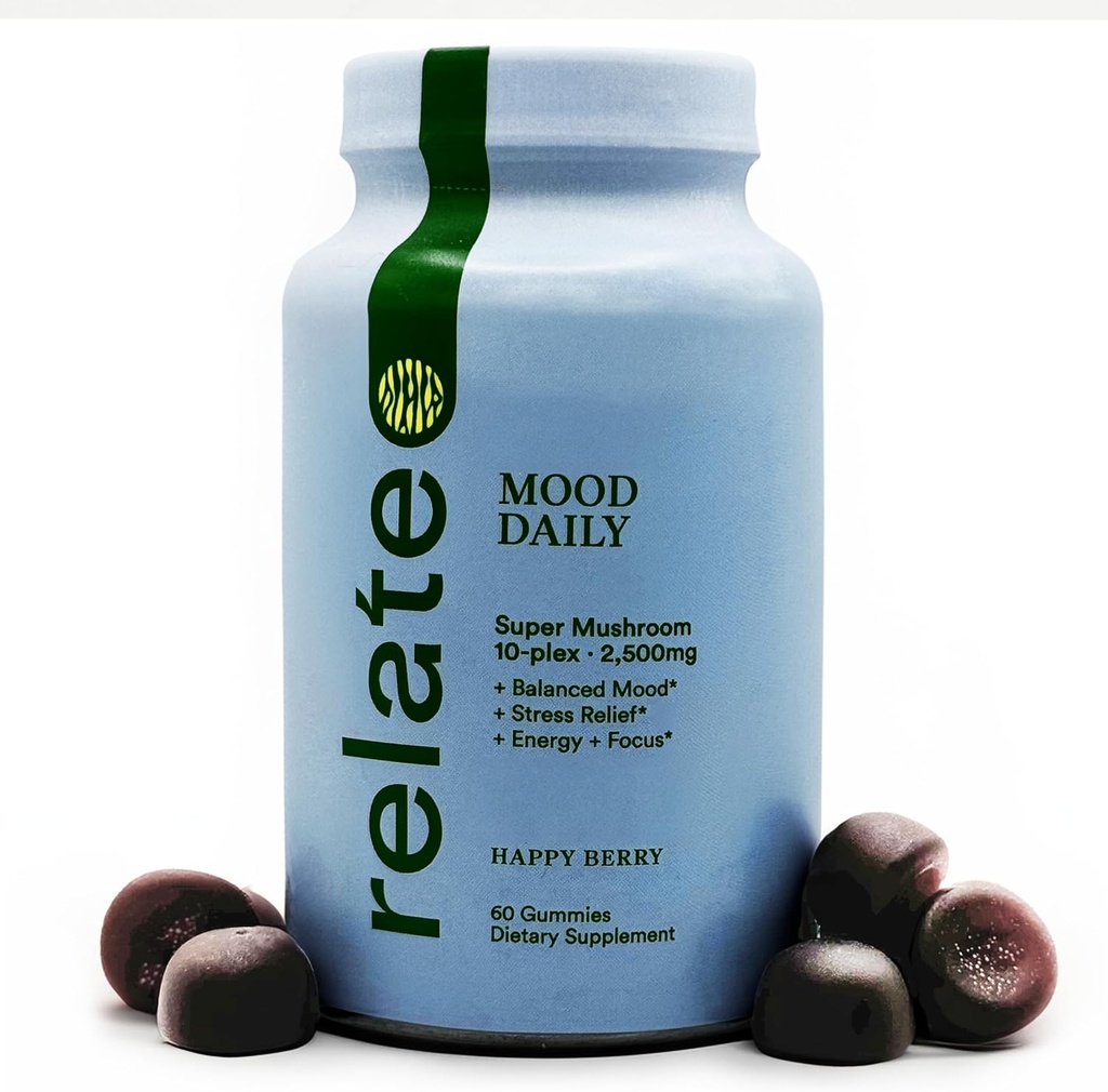 关联 Mood Daily Happy Berry Gummys - 供平衡的Mood & 认知支持的超级蘑菇综合体 - 60 Counter