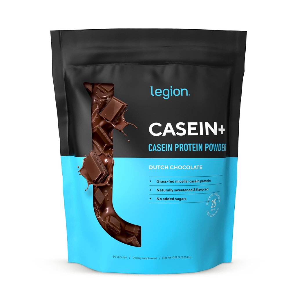 LEGION Casein蛋白粉(荷兰巧克力) - 慢释 Micellar Casein蛋白粉 - 非GMO,Gluten-Free & Naturally Sweeted Power from Grass-Fed Cows (25架服务)