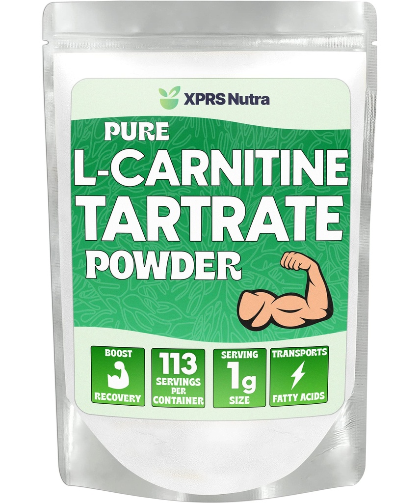 XPRS Nutra L Carnitine L Tartrate 粉末 - Premium Pure L Carnitine Tartrate - L-Carnitine - Vegan Friendly Bulk L Carnitine 粉末 - 氨酸补充剂(4 Ounce)