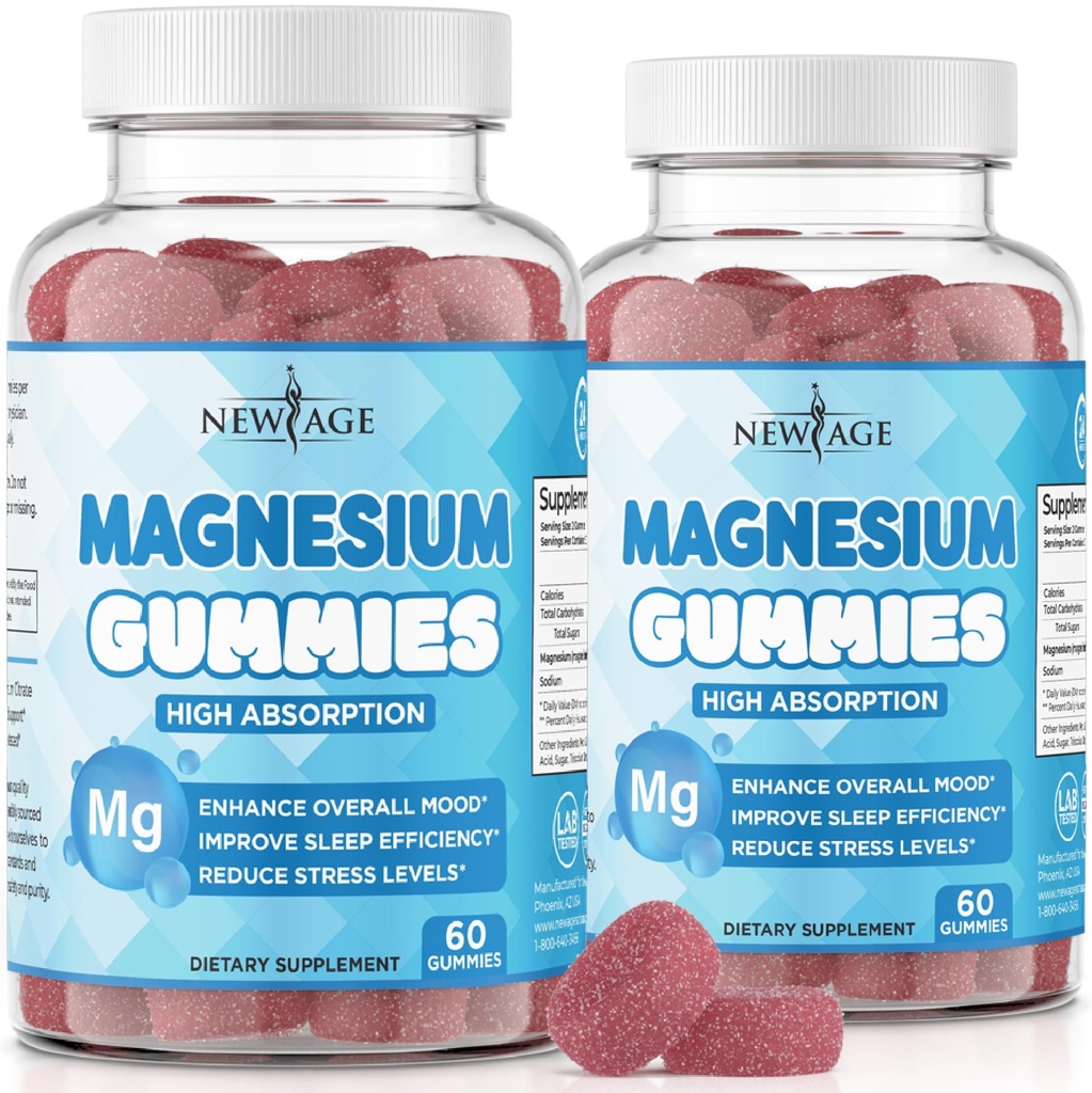 (原始内容存档于2017-09-26). Magnesium Gummys - Calming Anti-Stress Gummys, Magnesium Supplement for Adults and Kids, Vegan, Gelatin - Free, Gluten - Free, Non-GMO, 美味的天然Raspberry Flavor - 120 Count - 按新时代划分.