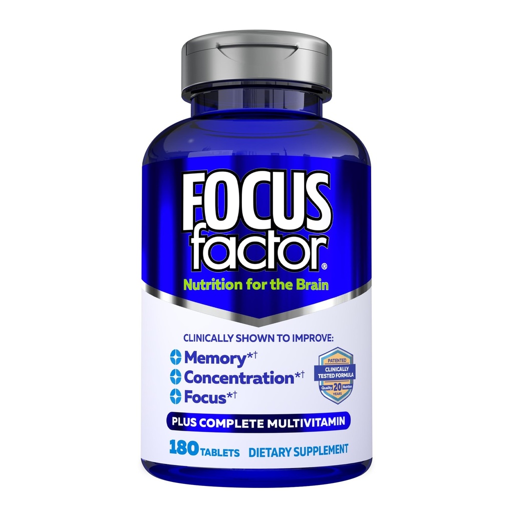 Focus Factor Brain 补充多维他明 改善记忆力和清晰的脚步 神经能量学习 对男女的学习