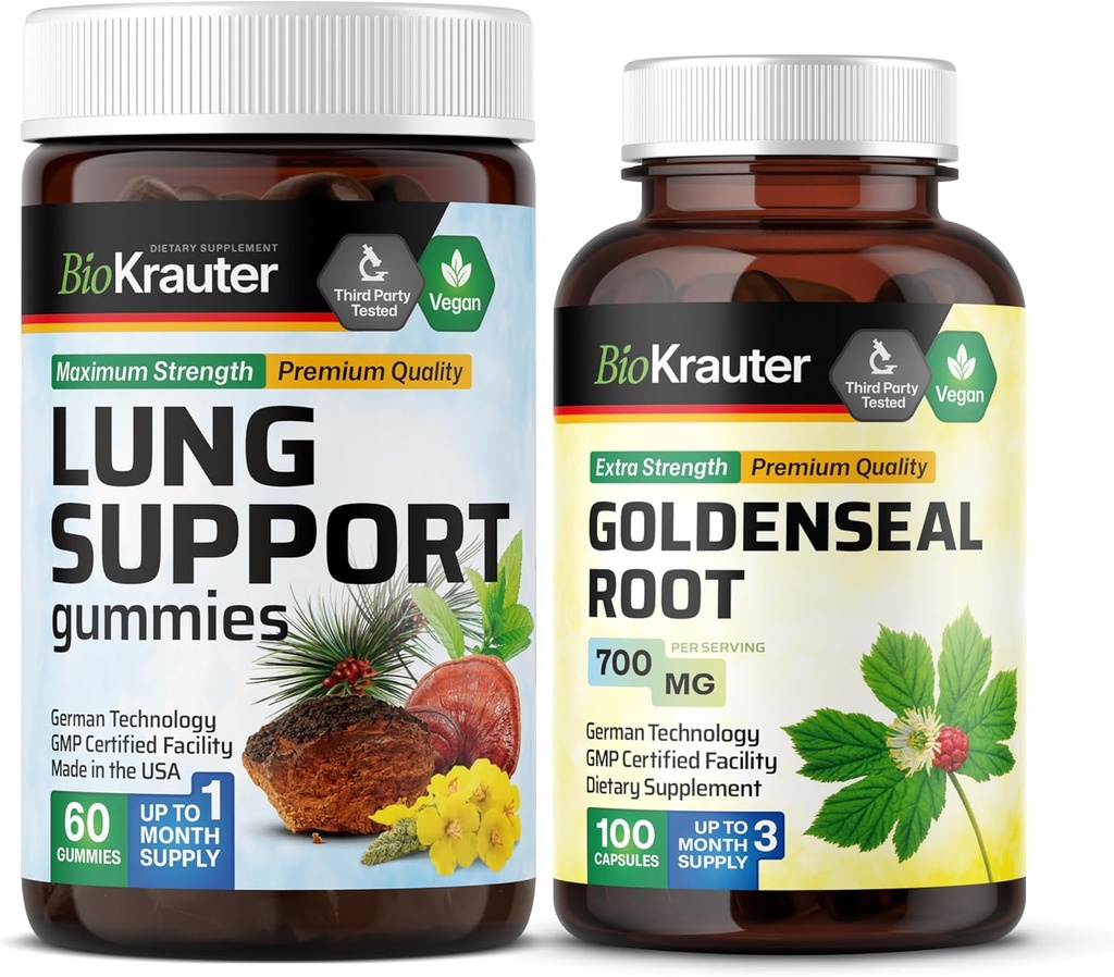 BIO KRAUTER 肺部支援 60 Gummys & Goldenseal 100 Capsules