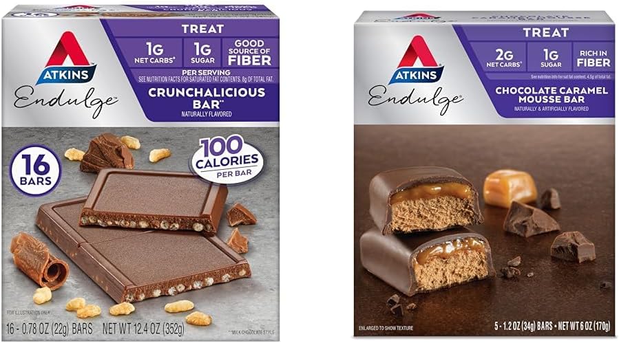 Atkins Endulge Crunchalicious巧克力酒吧,16 Counter & Cocolly Caramel Mousse酒吧,5 Counter