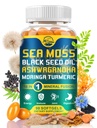 自然活的有机海 Moss软胶,有黑种子油, Ashwagandha, Bladderwrack, Ginger, Burdock Root, Manuka Honey, 肉桂用于免疫系统, 皮肤, 能量, 90软胶, 1 Pack