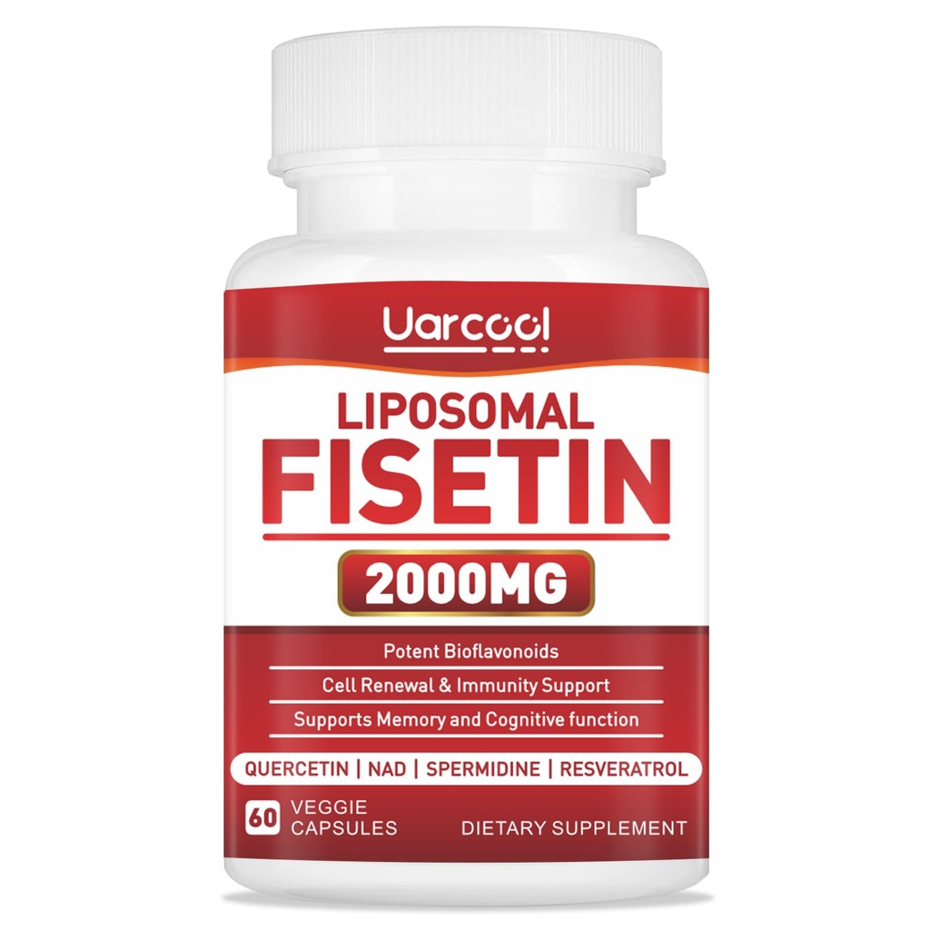 Fisetin Suppl 2000mg 健康老化和长寿,皮肤健康,大脑-无豆,蔬菜-60软胶
