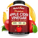 配有母亲的Nutrivein Premium Apple Cider Vinegar 补充剂 - 1600 mg - 120 Apple Cider Vinegar Capsules: ACV 消化药, Keto, 清洁剂和平衡营养