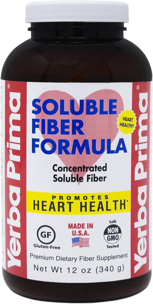 Yerba Prima Soluble Fiber Formula Powder, 12 Ounce - Premium Dietary Fiber Supplement, Natural, Concentrated Soluble Fiber, Gluten Free, Non-GMO, Made in USA