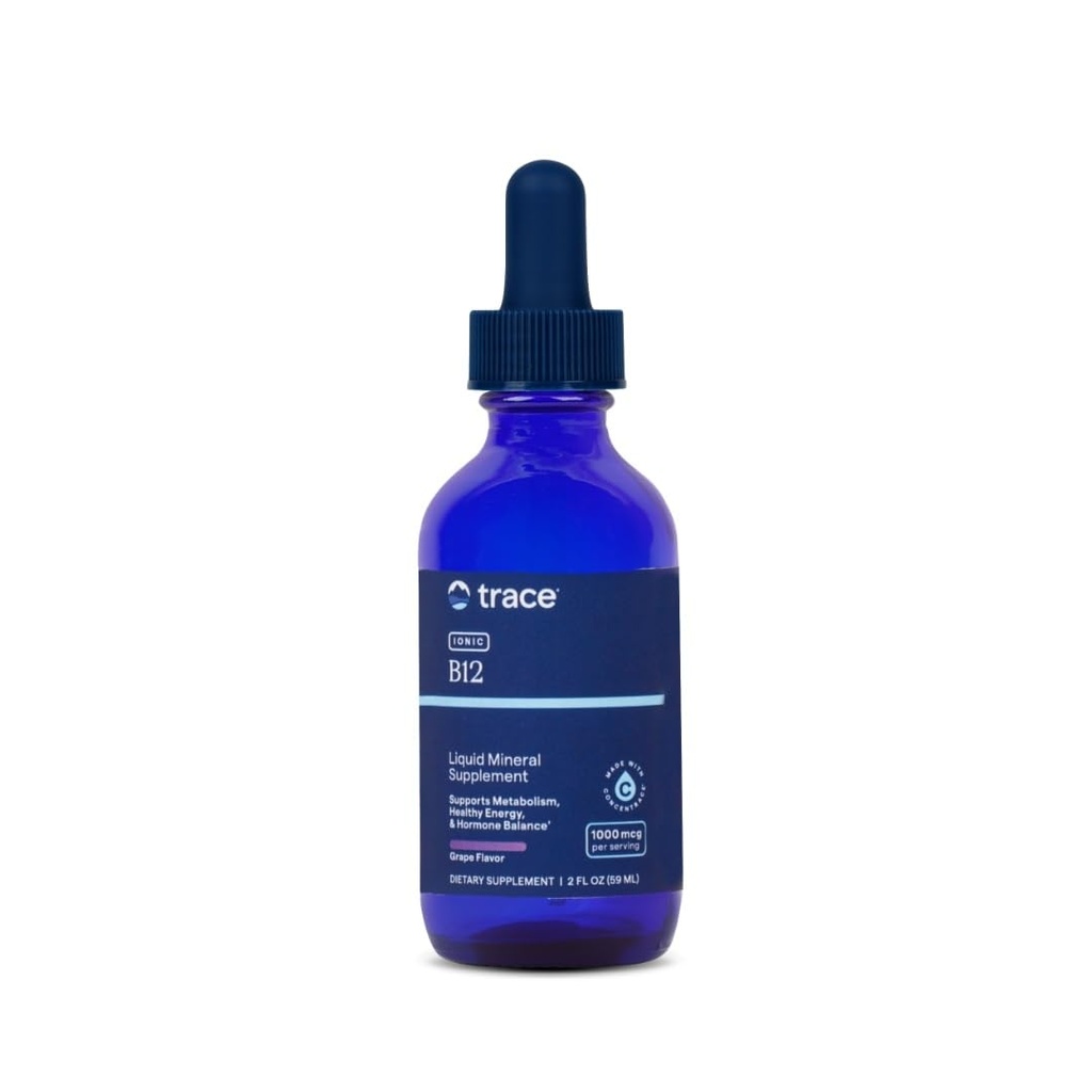 Trace Minerals Ionic B12 - Hormone平衡与健康神经功能的液体多维明 - 支持代谢健康 - 酶生产 - 自然健康公式 - 2 fl oz(59种服务)