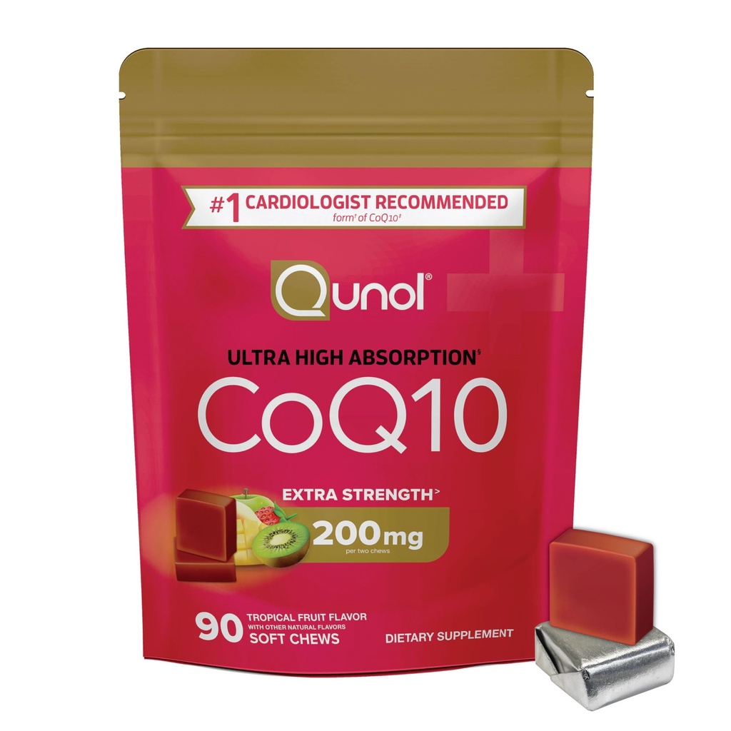 Qunol CoQ10 200mg 软咀嚼,超强和超强吸收 Q10 补充,# 1 心脏病学家推荐的心脏健康补充, 90 计数