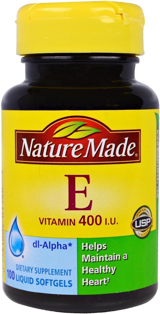 Nature Made Vitamin E 180 mg(400 IU) dl-Alpha,抗氧化剂支持的饮食补充,100 Softgels (Pack of 3)