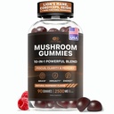 有效的Nutra蘑菇Gummys 2500mg - 1 0in1 Lion's Mane, Reishi, Chaga, Cordyceps & More - Focus, Clarity, Memory, 免疫,能源 - Natural Raspberry Flavor, Vegan, Made in USA (90 Counter) (英语).