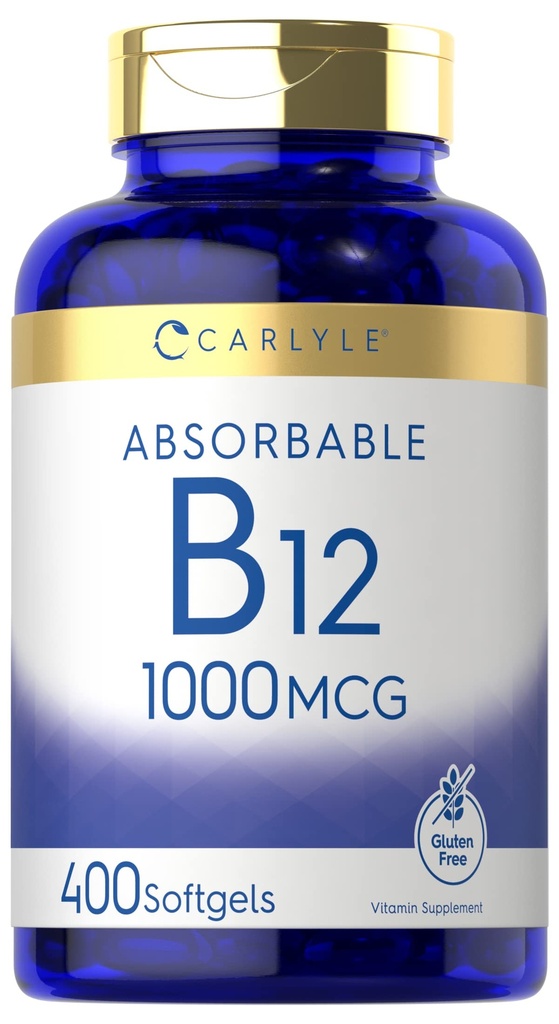 Carlyle Vitamin B12 1000 mcg Absobbable | 400 软胶 | Non-GMO 和 Gluten 免费补充