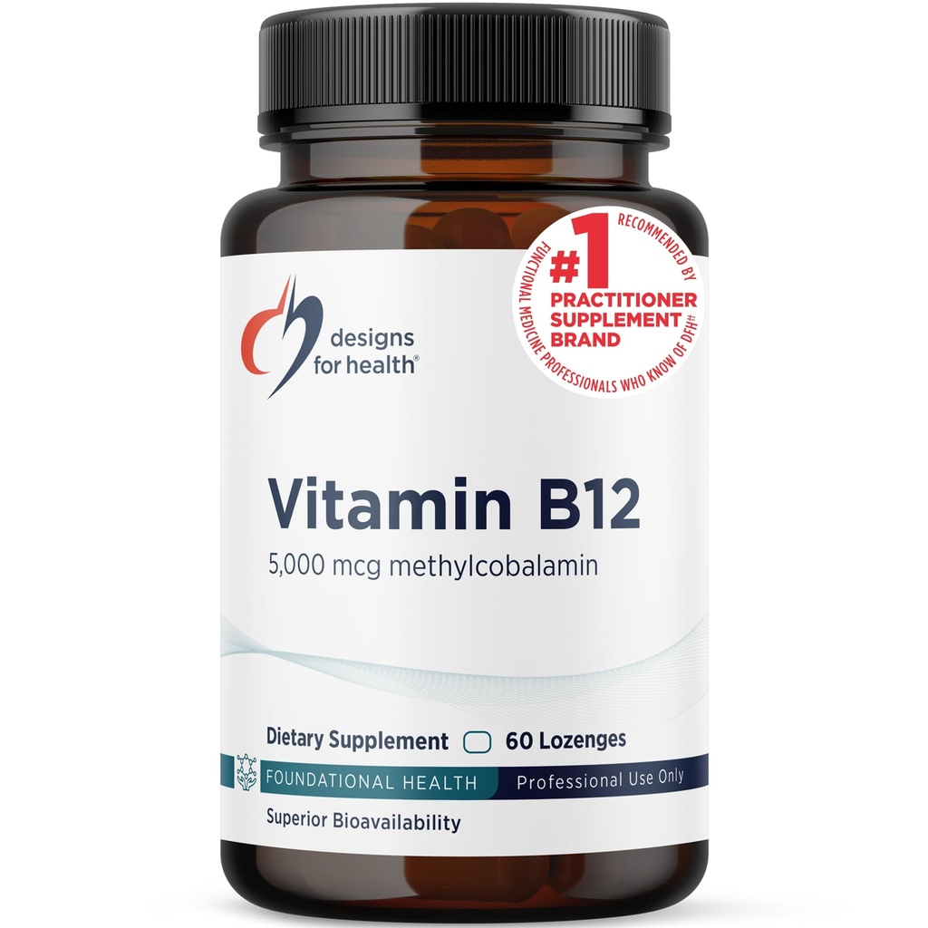 健康维生素B12 Lozenges - B12 维生素5000 mcg 甲基Cobalamin - 维生素B12 补充剂 - Vegan + 非转基因生物,天然贝里火焰(60 快速溶解Lozenges)