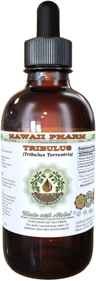 Tribulus 无酒精液体提取,Tribulus (Tribuls Terrestris) 干果甘油天然草药补充剂,美国夏威夷药典 2 f.oz