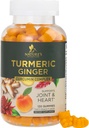 Turmeric Curcumin Supplement Gummys - 95% Curcuminoids with Turmeric & Ginger, Black Pepper for best Absolute, Nature's Vegan 联合支持, Non-GMO, Gluten Free, Tasty Peach Flavor - 120 Gummys (英语).
