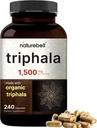 NatureBell Triphala Capsules Supplement, 1500 mg Pervice 使用有机安拉、比比塔基、Haritaki 水果粉 – 支持消化性健康 – 双强,非GMO