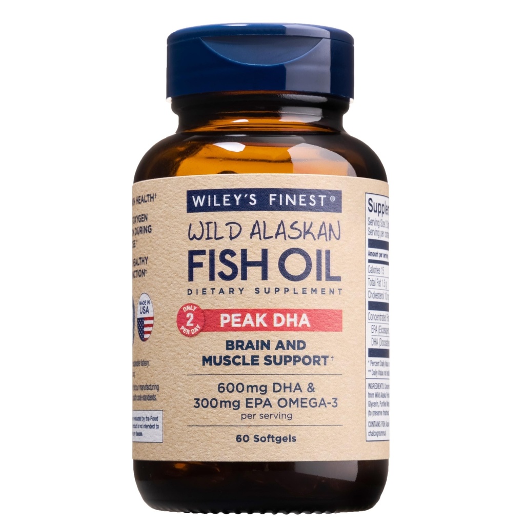 威利最精美的野生阿拉斯加鱼油峰DHA - 900mg EPA和DHA Omega-3s - 60 Softgels (30 services)