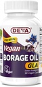 Deva Vegan 维生素, Borage Oil 500mg, Omega-6 脂肪酸GLA的丰富来源(Gamma linolenic Acid),冷前置和未加工,90片,1-Pack