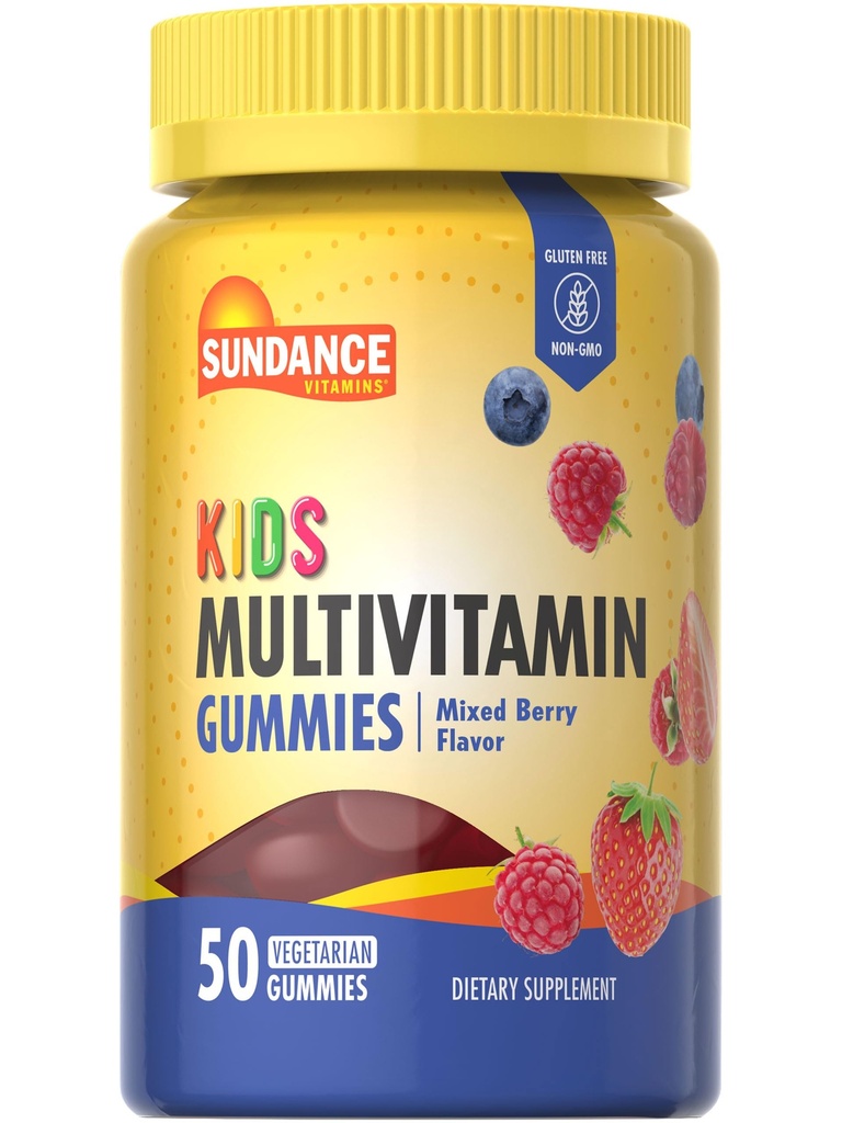Sundance Kids Multivitamin Gummys 配有维生素D3,C,B12和锌 50 Counter Berry Flavor 配有蔬菜,Non-GMO & Gluten 免费补充品