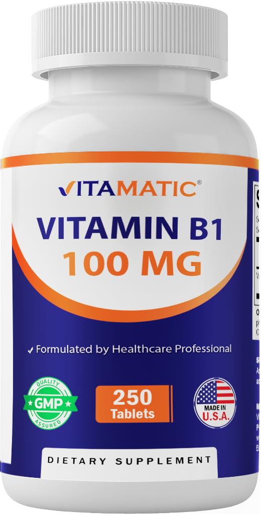 维生素B1(As Thiaminimonitrate) 100mg — 250个蔬菜片支持能源生产、神经系统功能和心脏健康*