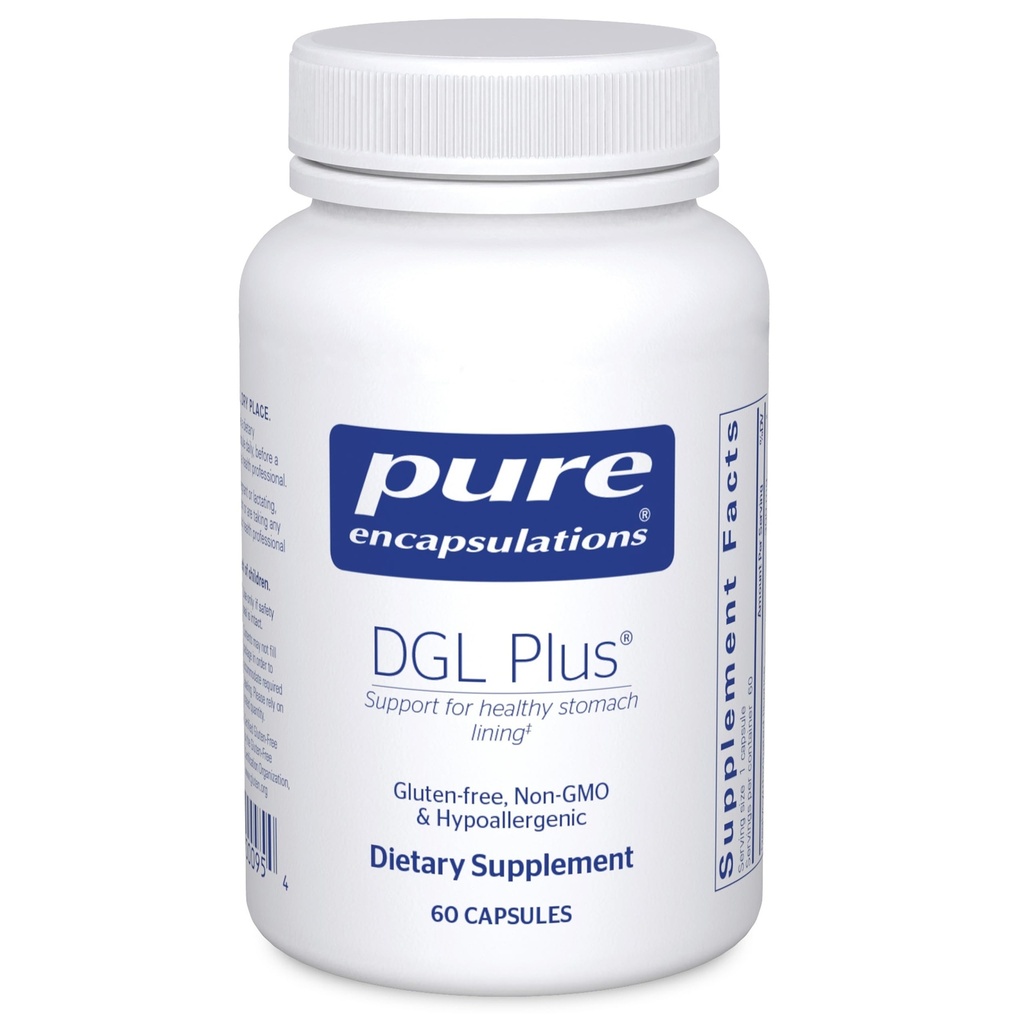 纯封装 DGL Plus - 男性和女性的固质健康补充剂 - 与Marshmallow Root, Aloe Vera 提取 & Slippery Elm Bark - 非 GMO & Vegan - 60 Capsules