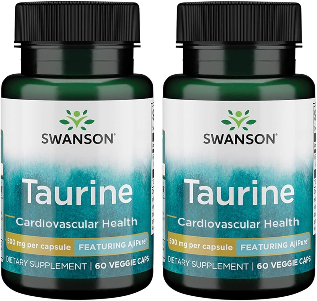 Swanson 氨基酸 Ajipure Taurine 医药级500毫克 60Veg Capsules(2包)