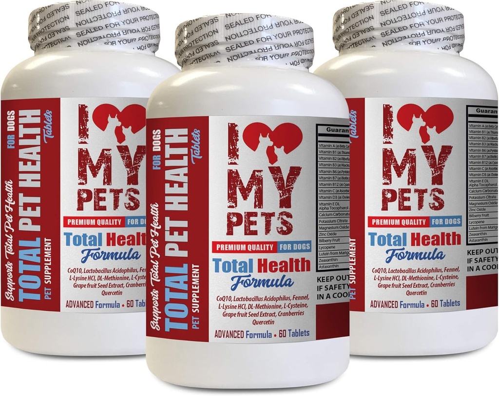我喜欢我的PETS LLC 对狗的豁免 - 狗总PET健康 - 精液配方 - 最佳复合体 - 狗维生素b 复合体 - 3瓶(180 治疗)