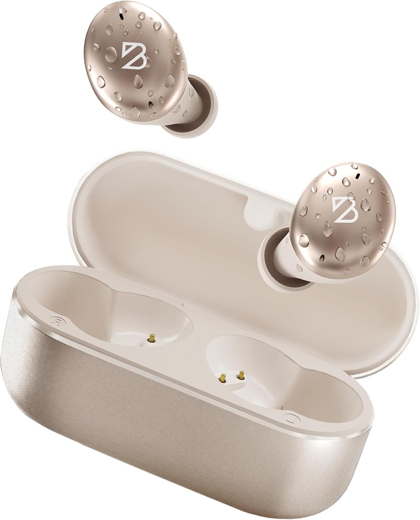 Back Bay Audio Tempo 30 Wireless Earbuds for Small Ears - Award - Winning Sound, Sweat Definition Blue Toobuds, Confortable Ear Buds for Women, Gold Earphone 小耳运河,长电池耳机