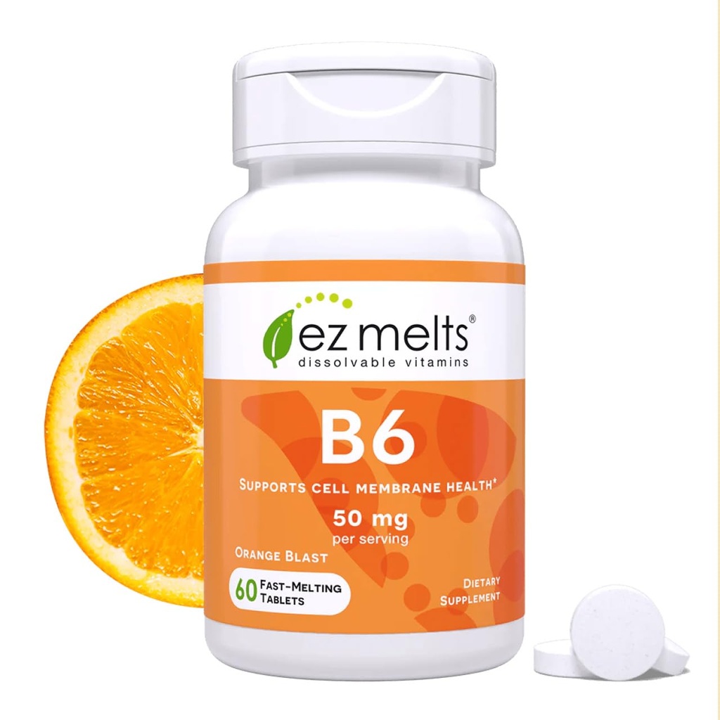 EZ 溶解维生素B6 50毫克,无糖,1-月供应-1包