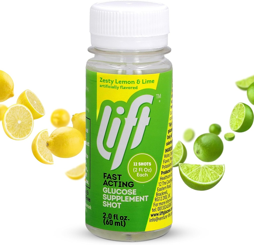 升起葡萄糖快速作用 Glucose Energy Juice Shots,柠檬莱姆,2.0 fl oz瓶(12包)