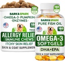 过敏救济 + Omega 3 Bundle - 抗痒皮肤和煤补充剂 + 皮肤过敏 - Omega 3 鱼油 + EPA & DHA 脂肪酸 - Itching&Paw Licking + 联合健康 - 180 Chews + 180 软胶 - 美国制造