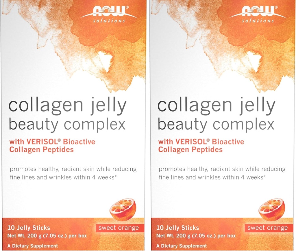 Now Solutions, Collagen Jelly Beautiful Complex, Sweet Orange Flavor, 10 Jelly Sticks (Pack of 2) (英语).