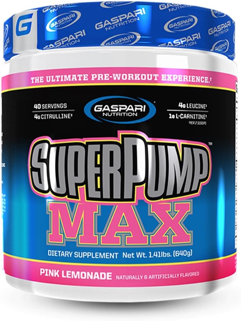 Gaspari Nutrition SuperPump MAX, The Ultimate Pre Workout Powder, Sustained Energy Preworkout, Nitric Oxide Booster, Muscle Growth, Recovery & Replenishes Electrolytes (Pink Lemonade)